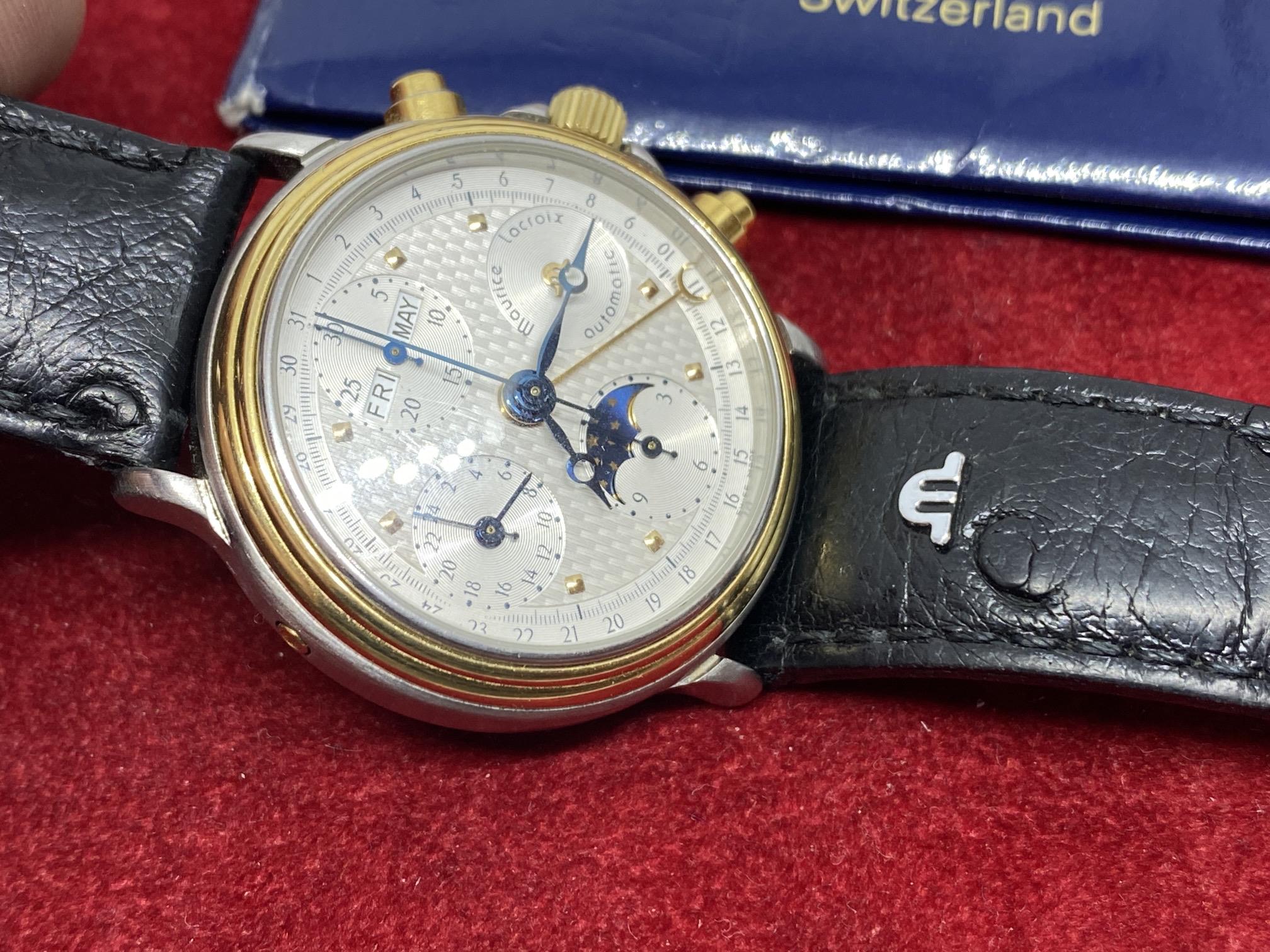MAURICE LACROIX MOONPHASE, PERPETUAL CALENDAR WATCH WITH PAPERS - Image 5 of 8