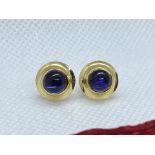 18ct YELLOW GOLD 2.00ct CABOCHON TANZANITE EARRINGS