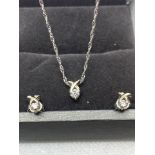 14K DIAMOND NECKLACE/ PENDANT & EAR STUD SET