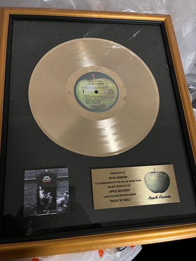 APPLE RECORDS JOHN LENNON GOLD RECORD AWARD MARKED "PRESENTED TO JOHN LENNON" - Image 6 of 8