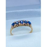 ANTIQUE 9ct ROSE GOLD 5 STONE SAPPHIRE RING (SIZE L)