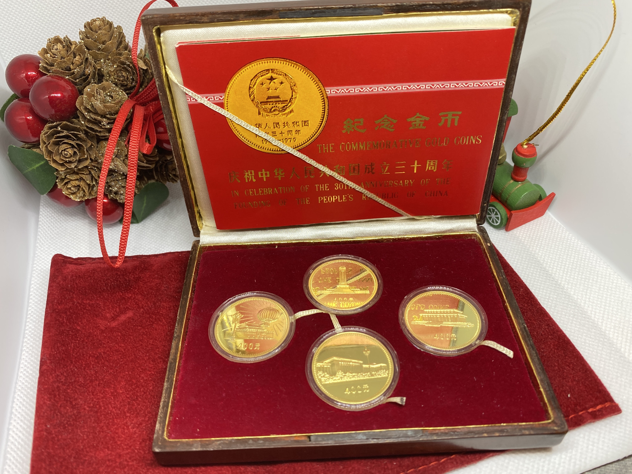 CHINA 4 COIN 2 OZ "30th Anniversary of the People's Republic" 400 Yuan Proof Set