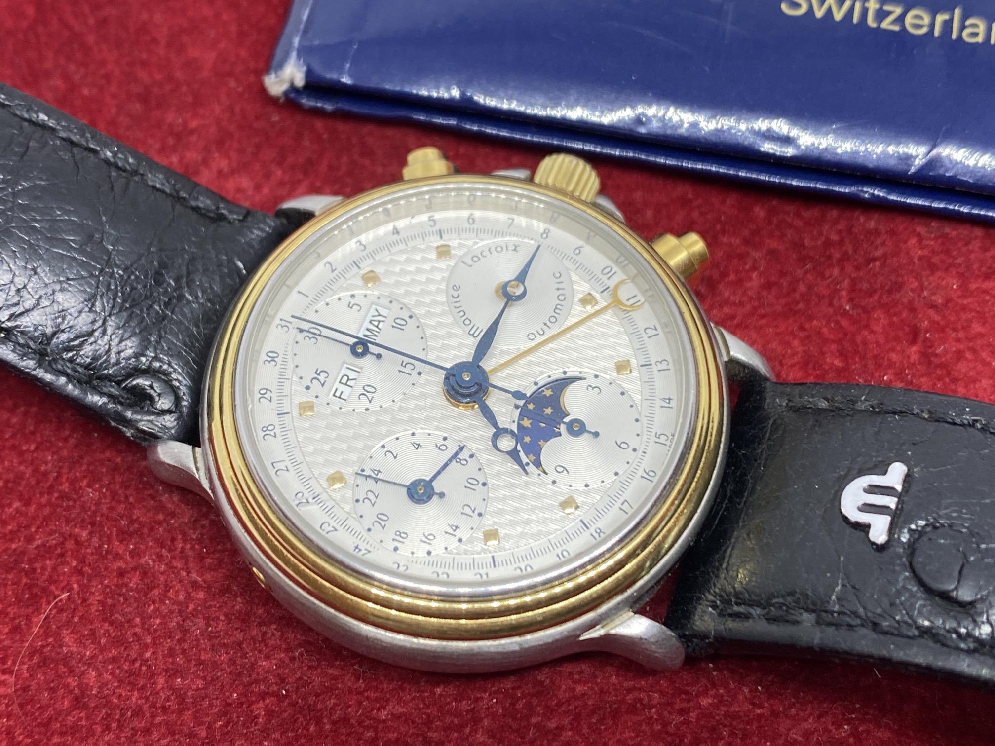 MAURICE LACROIX MOONPHASE, PERPETUAL CALENDAR WATCH WITH PAPERS - Image 2 of 8