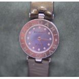 BVLGARI B ZERO REF. BZ 22 S LADIES DIAMOND & MOTHER OF PEARL SET WATCH - METALLIC GREEN STRAP