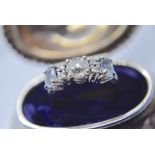 1.72CT OLD CUT DIAMOND & AQUAMARINE RING IN 14K WHITE GOLD (EDR CERTIFICATED)