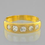 Contemporary ring in sandblasted yellow gold and diamonds In 18 Karat yellow gold, set with a