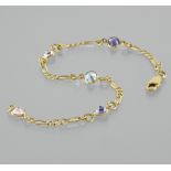 Bracelet tutti frutti In yellow gold 14 Karat, set with multicoloured quartz. Hallmark: 585, MP