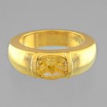 1990'S CHAUMET Ring signed by Chaumet in yellow gold 18 Karat set with an oval citrine signed