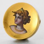 AUSTRIAN WORK LATE 19TH CENTURY Brooch with female portrait In yellow 18-carat gold, decorated