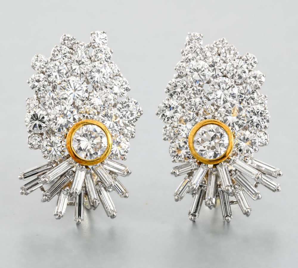 WORK CIRCA 1950 probably Frohmann house - Antwerp Pair of diamond earrings Each earring is set with - Image 6 of 7