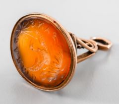 Gold and cornaline cachet. Cornaline intaglio on a rose gold setting of 585 thousandths whose