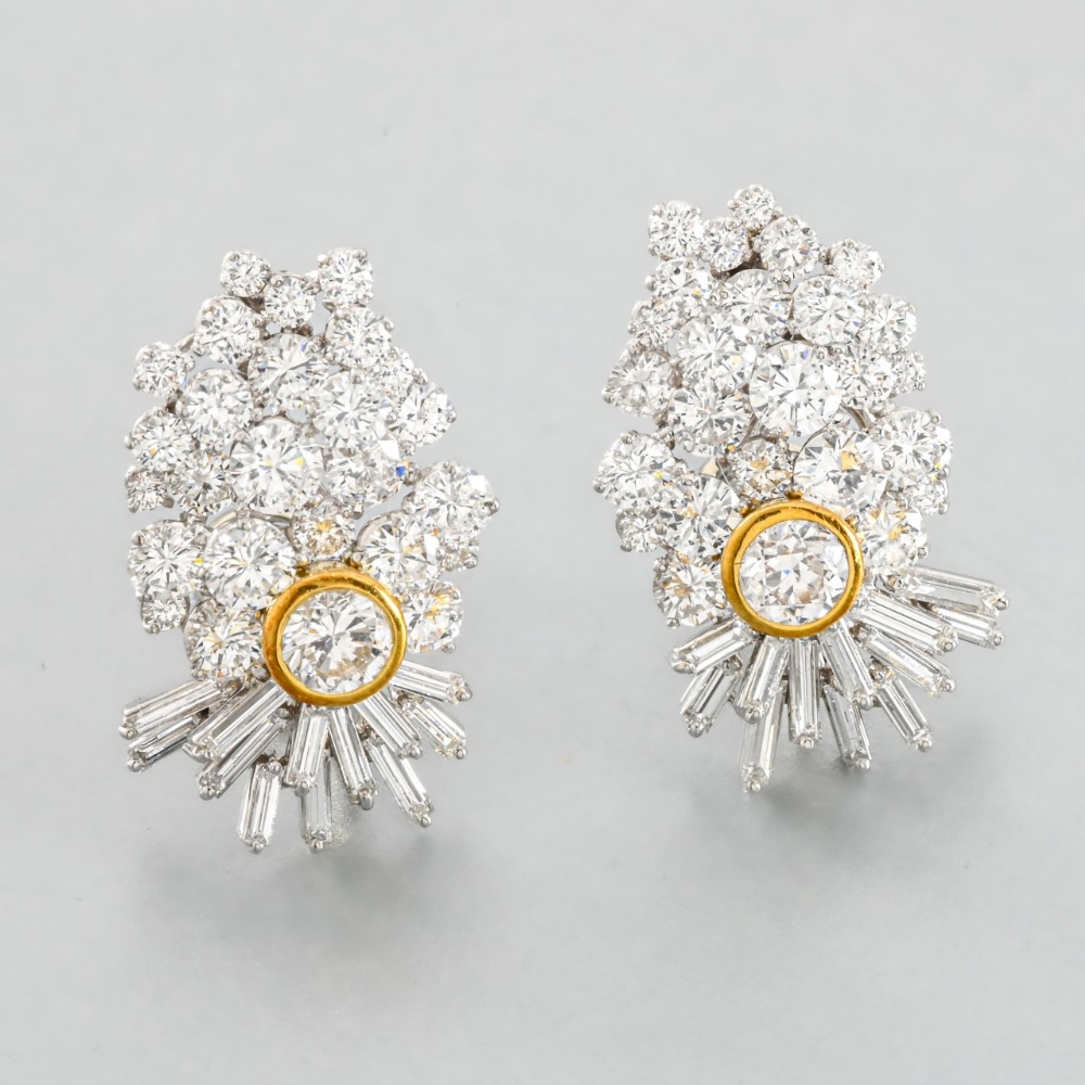 WORK CIRCA 1950 probably Frohmann house - Antwerp Pair of diamond earrings Each earring is set with - Image 4 of 7
