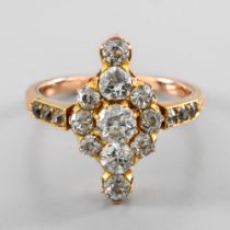 EARLY 20TH CENTURY WORK Marquise ring In pink 18-carat gold, set in the centre with ten old-cut