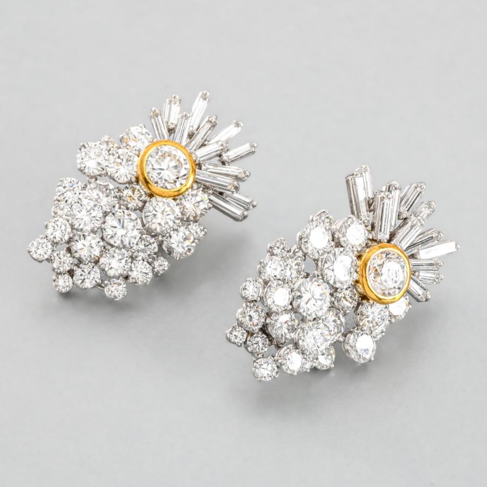 WORK CIRCA 1950 probably Frohmann house - Antwerp Pair of diamond earrings Each earring is set with - Image 3 of 7