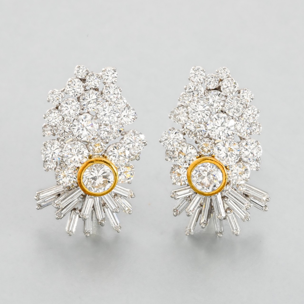 WORK CIRCA 1950 probably Frohmann house - Antwerp Pair of diamond earrings Each earring is set with - Image 5 of 7