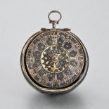 TARTS Onion pocket watch Signed Tarts London 12054. Silver and brass dial, Roman numerals for the