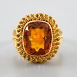 SECOND HALF OF THE 20TH CENTURY. Vintage ring of gold and citrine yellow 18-carat gold, set with a