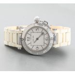 CARTIER Pasha lady watch Pasha Seat Lady model - Case. Steel case, signed white dial, date indicator
