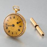 Pocket watch and winding mechanism Open dial model in 18-carat gold. Dial in yellow gold