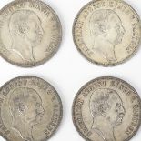 Vier 3 Mark-Münzen Kaiserreich