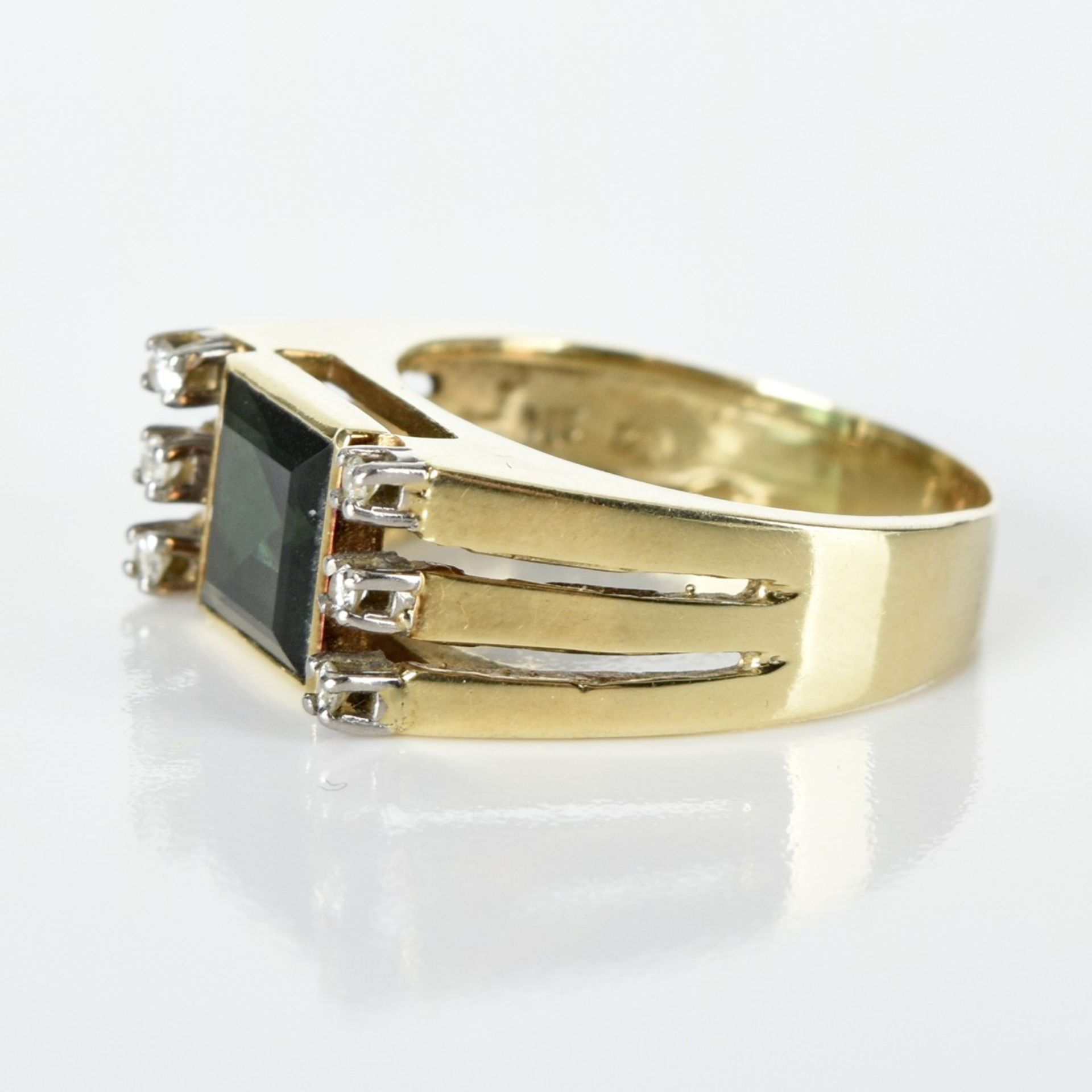 Diamant-Goldring mit Schmuckstein - Image 3 of 4