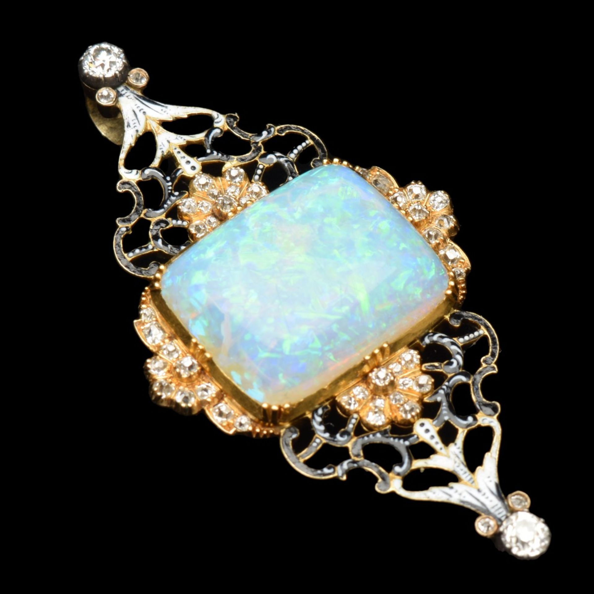 C. Giuliano - Antike Opal-Diamantbrosche als Anhänger - Bild 5 aus 7