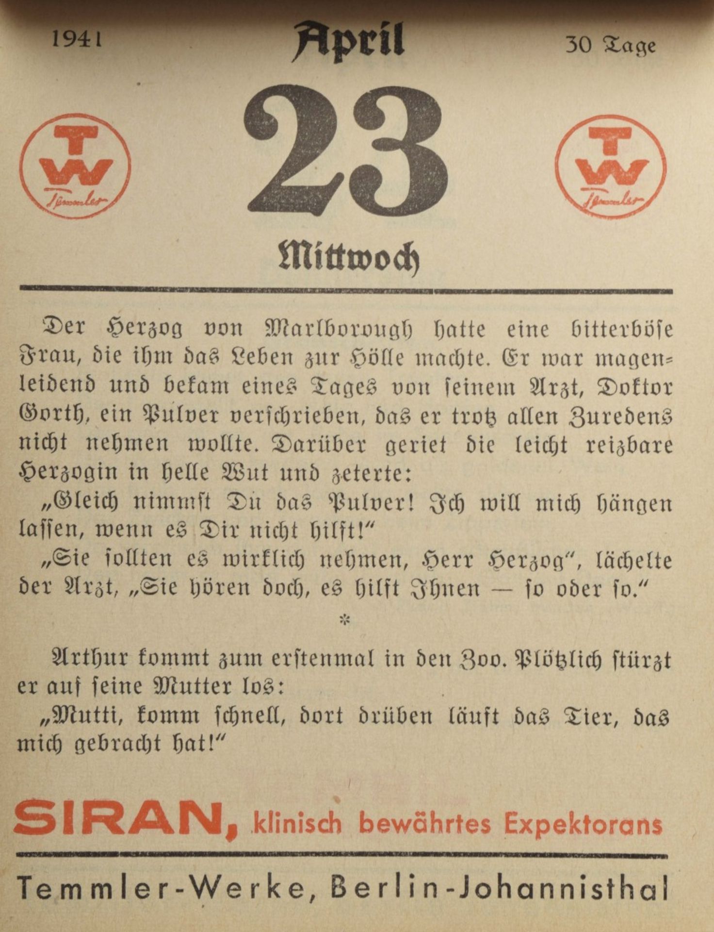 Abreißkalender 1941 - Image 4 of 4