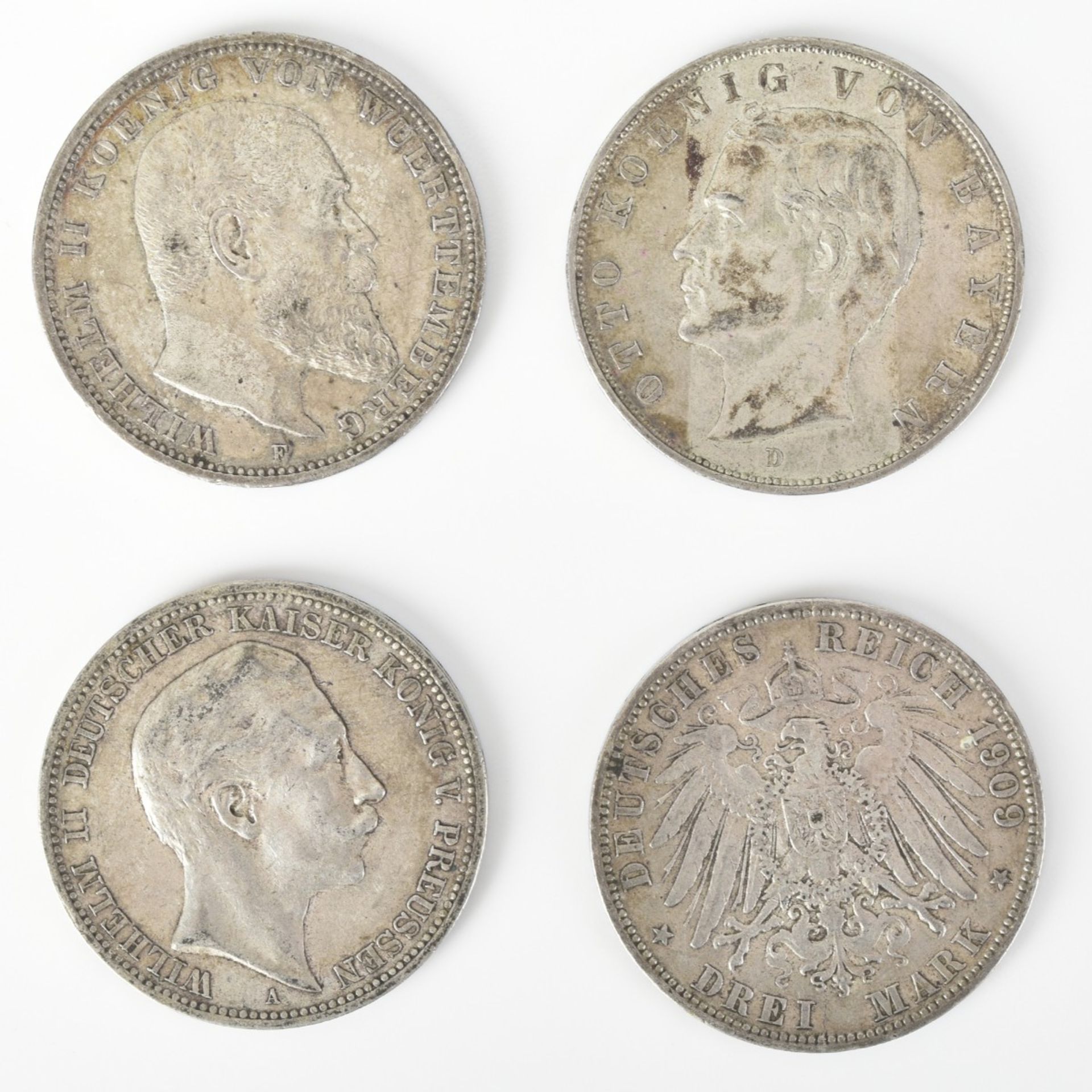 Vier 3 Mark-Münzen Kaiserreich - Bild 2 aus 3