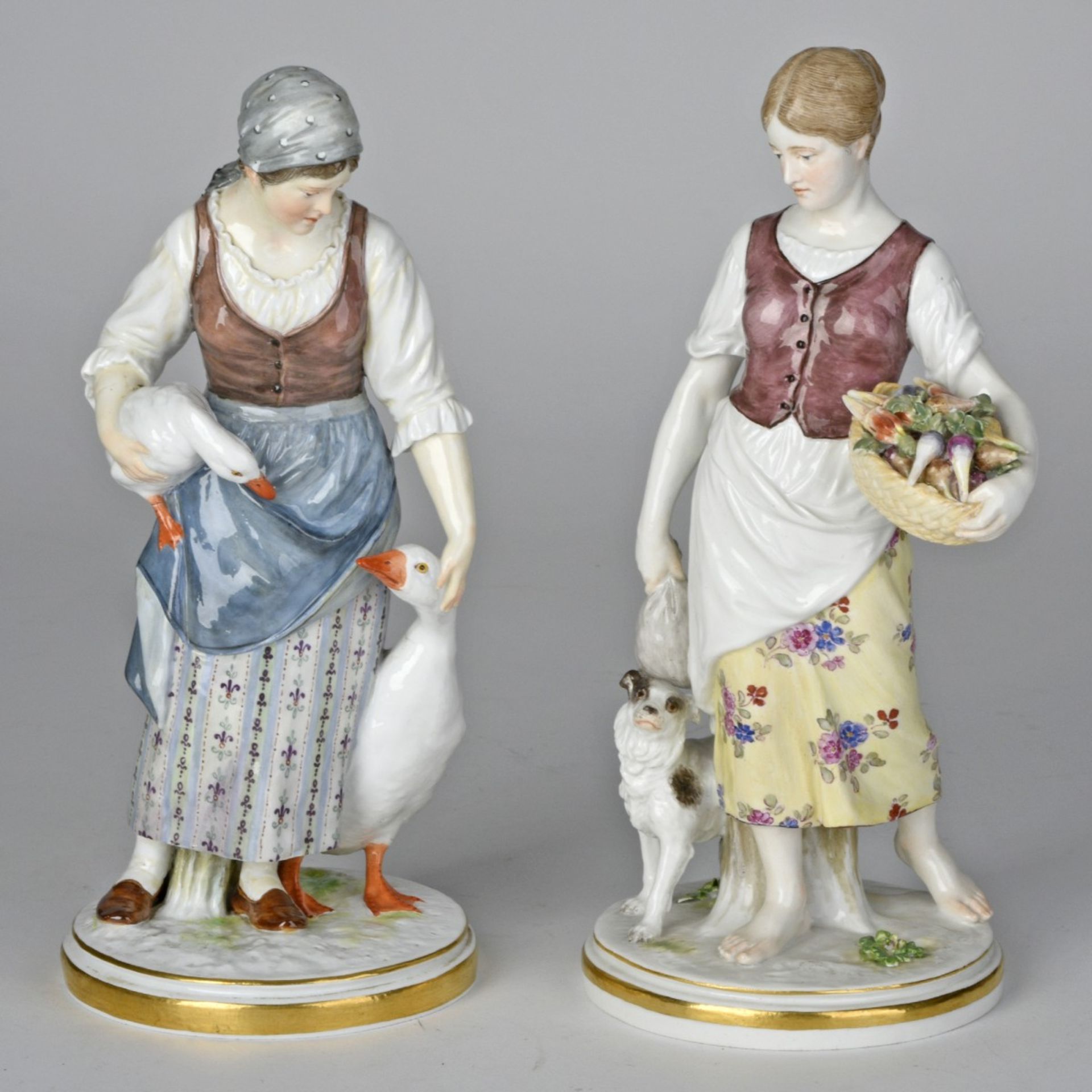 Jugendstil-Figurenpaar Landmädchen und Gänsemagd - Image 2 of 8
