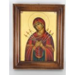 20th C. Framed Russian Icon "Our Lady of Sorrows"