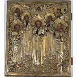 Antique Figural Silver/Wood Russian Icon