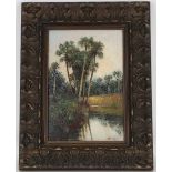 Florida School, Early Landscape Painting. Signed