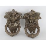 19th C. Set of Metal Griffin Head Door Pulls