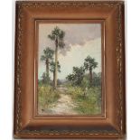 Florida School, Early Landscape Painting. Signed