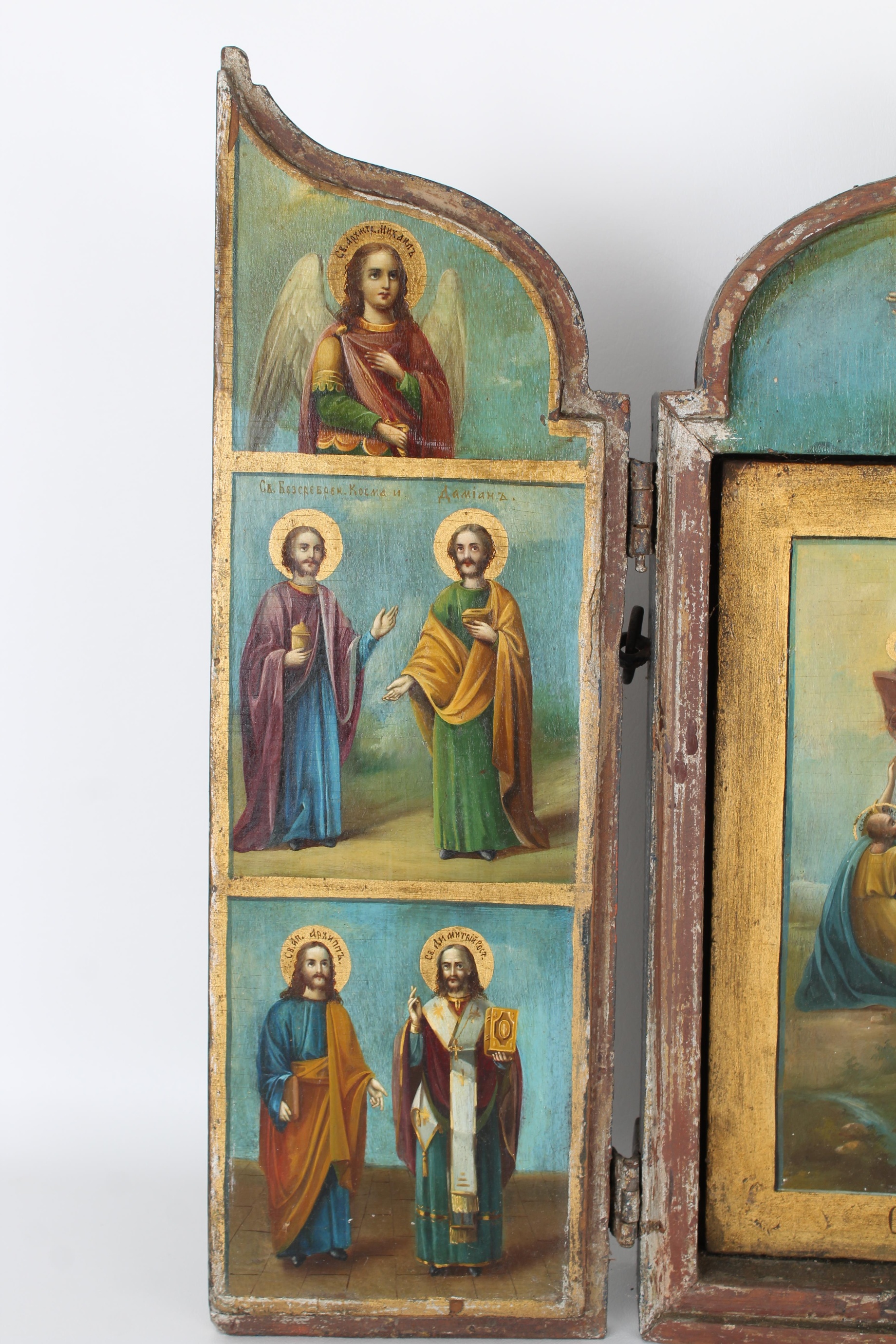 Antique Russian Triptych Icon - Bild 4 aus 8