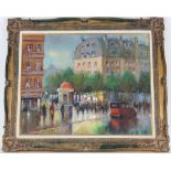 French School, Paris Street Scene with Figures