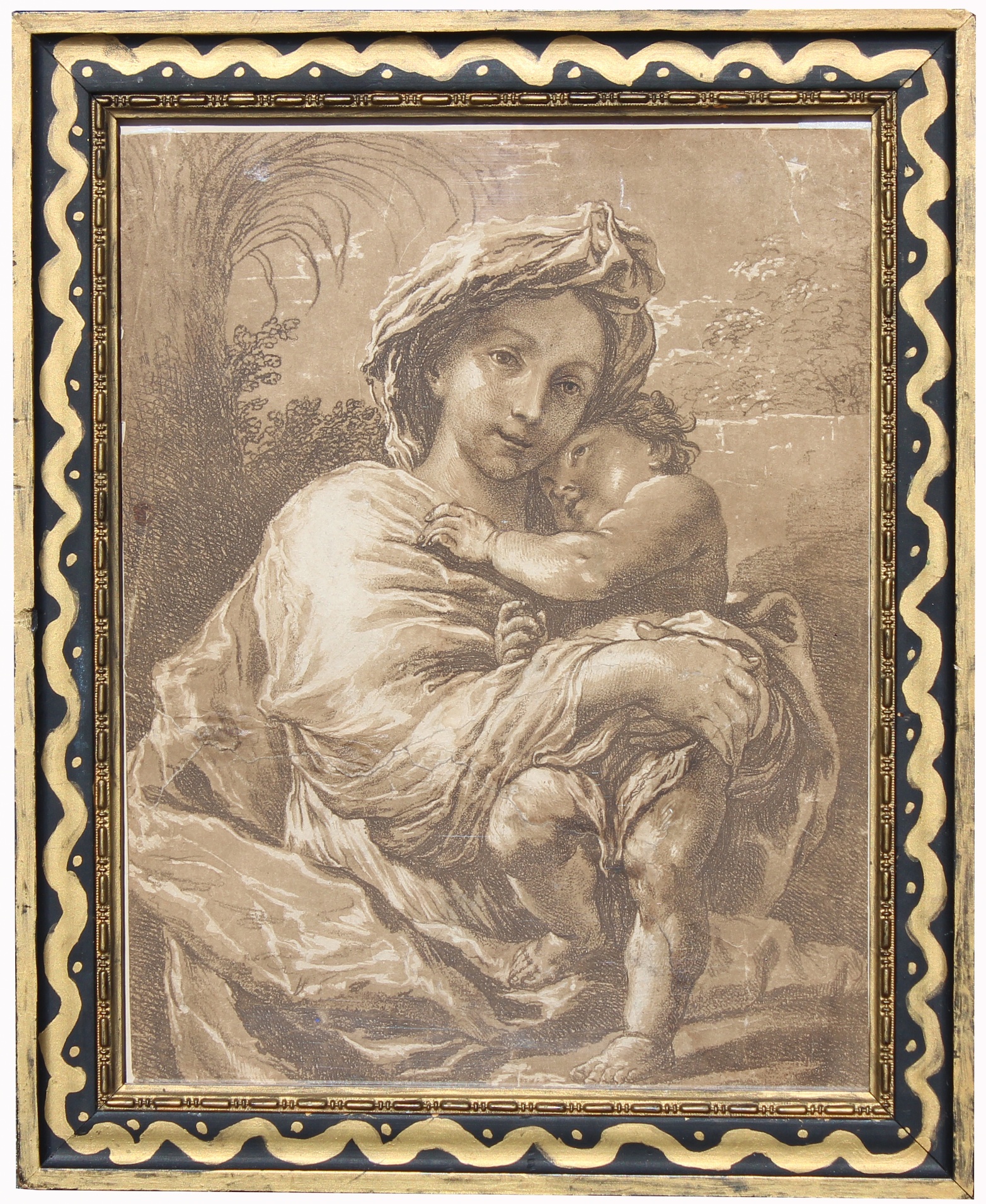 Early Old Master Drawing, Madonna & Child - Bild 2 aus 5