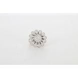 18K White Gold & Diamond Flower Ring