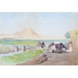 Orientalist School, Signed 1896 Cairo Watercolor