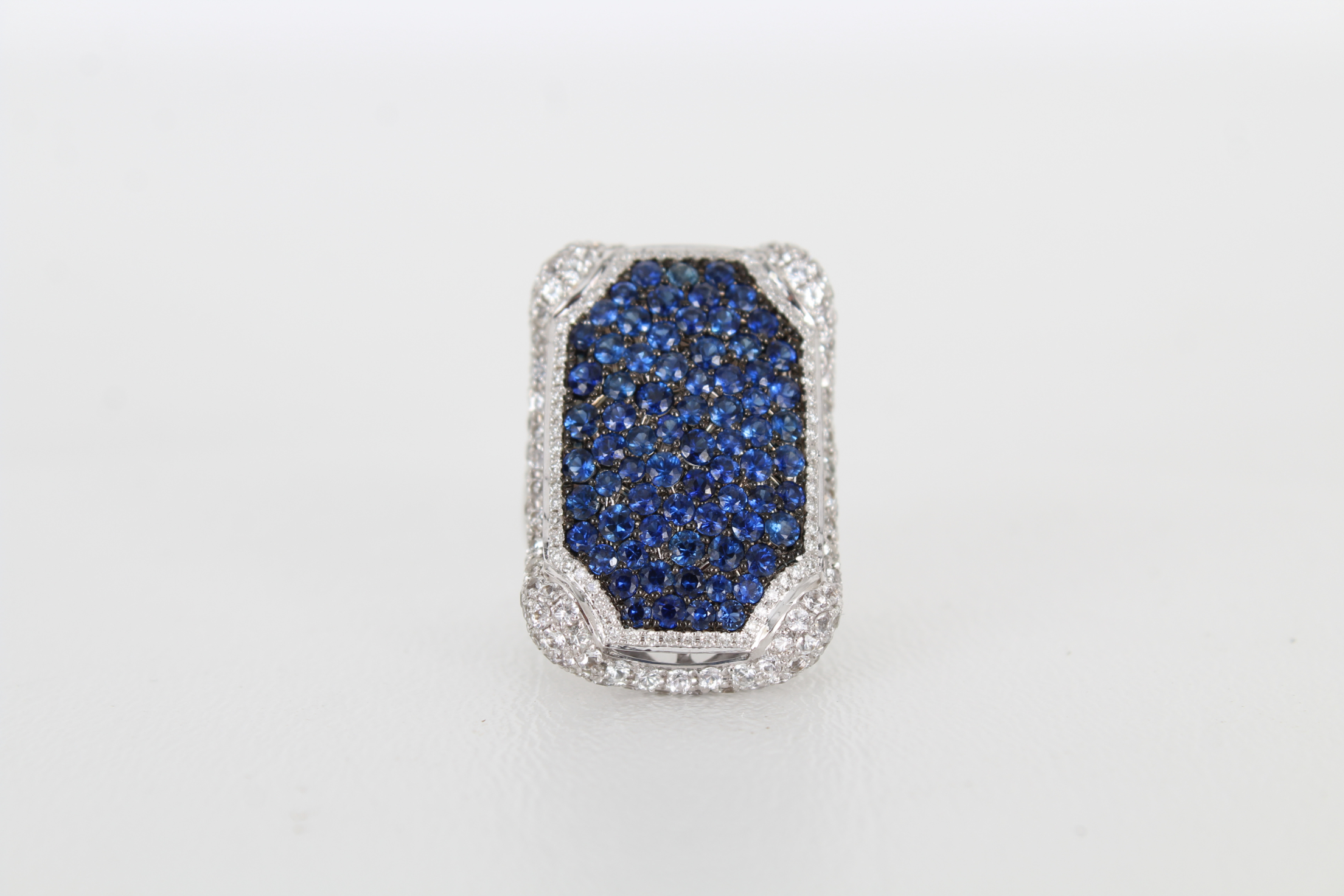 18K White Gold Sapphire & Diamond Cocktail Ring - Bild 3 aus 8