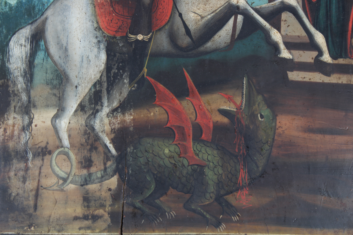 19th C. Greek Icon, St. George Slaying the Dragon - Bild 3 aus 4