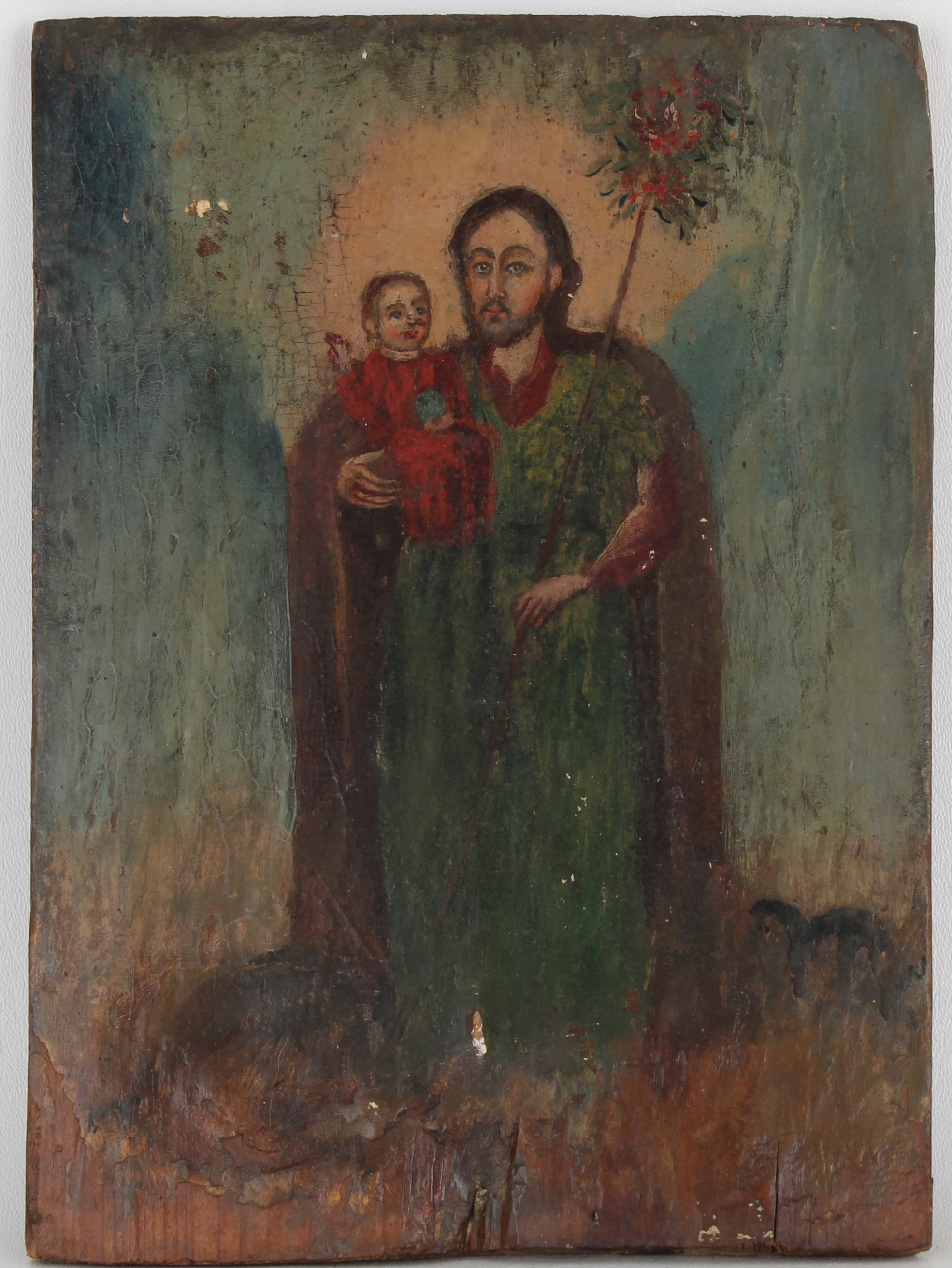 Antique Spanish School Religious Painting