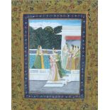 20th C. Peshawar Indian Miniature Gouache Painting