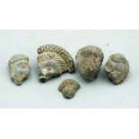 (5) Rare Gandharan Stone Heads, ca. 3rd - 4th C AD