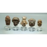 (5) Pre-Columbian Heads, ca. 200 BC - 1500 AD