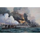 Brian Sanders (B. 1937) "Graf Spee" Original Oil