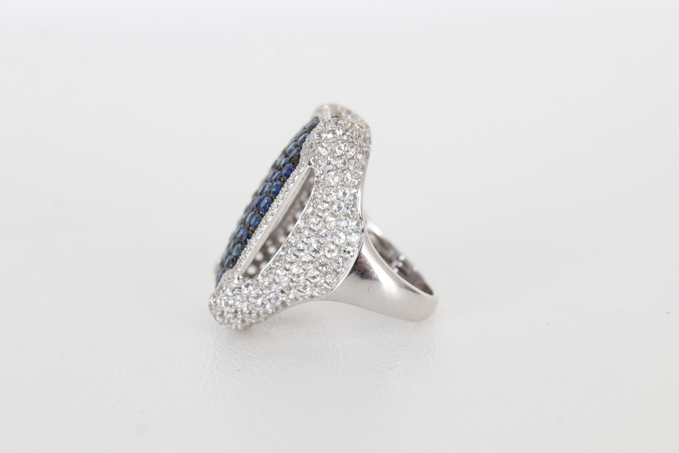 18K White Gold Sapphire & Diamond Cocktail Ring - Bild 4 aus 8