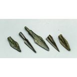 (5) Ancient Bronze Arrowheads, ca. 1200 - 800 BC