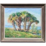 P Blake, 1948 Florida Palm Tree Painting