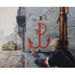 Brian Sanders (B. 1937) "Warsaw Uprising" Oil